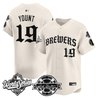 Men's Milwaukee Brewers 2026 World Series Vapor Premier Limited Jersey - Old English Edition - All Stitched