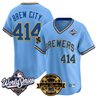Men's Milwaukee Brewers Throwback Vapor Premier Limited Jersey - 2026 World Series & Bob Uecker Patch - All Stitched
