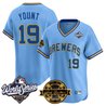 Men's Milwaukee Brewers Throwback Vapor Premier Limited Jersey - 2026 World Series & Bob Uecker Patch - All Stitched