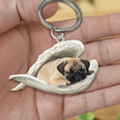 Pug Sleeping Angel Keychain