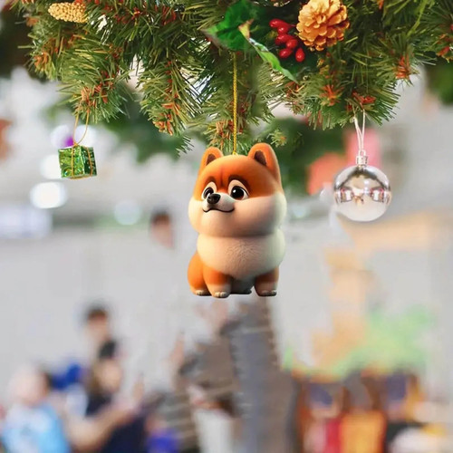 Pomeranian Christmas Party Decoration Xmas Dog Pendant