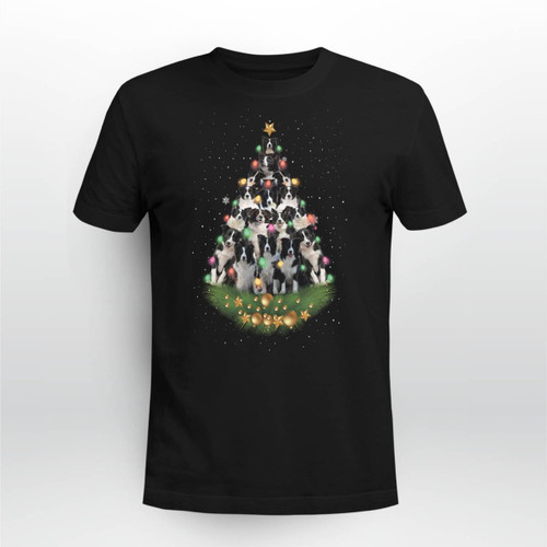 Border Collie Christmas Tree X-Mas Gift T-Shirt