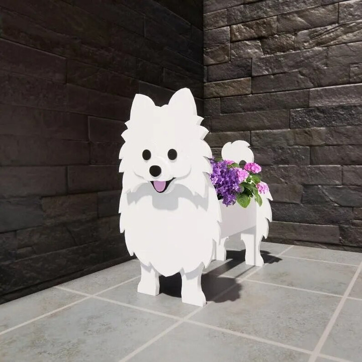 Pomeranian Flower Pot Dog Planter