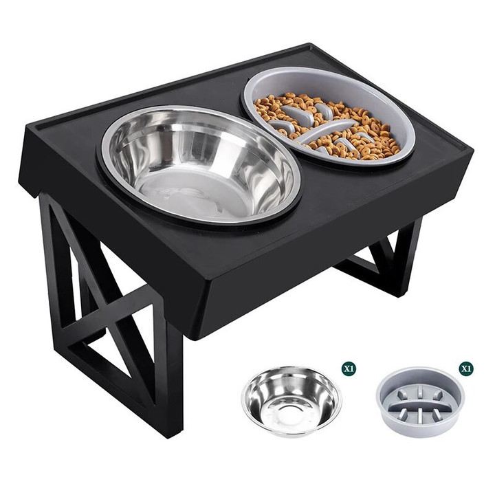 Pet Tableware Stainless Steel Dog Cat Bowl Vertical Elevated Feeder Pets Feeding and Watering Supplies Slow Dogs Water Food For
