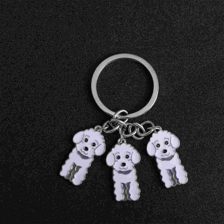 Poodle Shape Car Keychain Metal Dog Shape Car Keyring Decorations Hanging Pendant