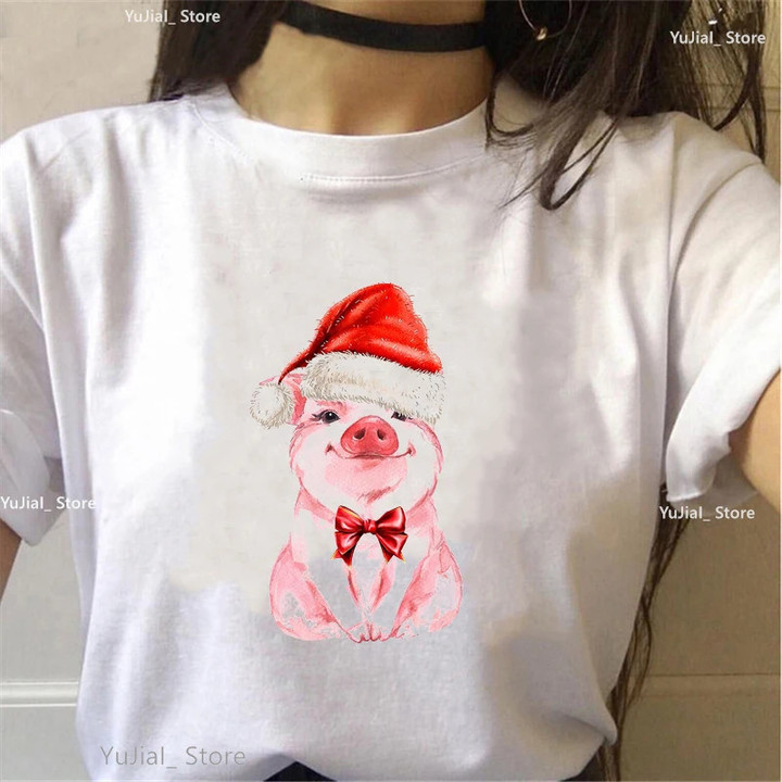 Christmas Gift Pig Animal Print Tshirt