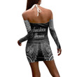 1sttheworld Clothing - American Samoa Tattoo Halter Lace-up Dress A31

