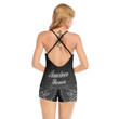 1sttheworld Clothing - American Samoa Tattoo Backless Romper With Black Straps A31