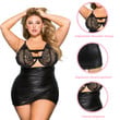 Plus Size Leather Sexy Outfits Shapewear Bodysuit