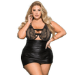 Plus Size Leather Sexy Outfits Shapewear Bodysuit