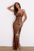 Sexy Backless Split Sequins Maxi Party Dress