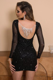 Sexy Black Elegant Bodycon Long Sleeve Backless Party Dress