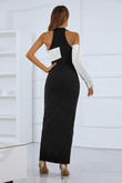 Elegant Patchwork Slit Long Dress