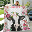 Cute Cow Duvet Cover Floral Lightweight Bedding Set