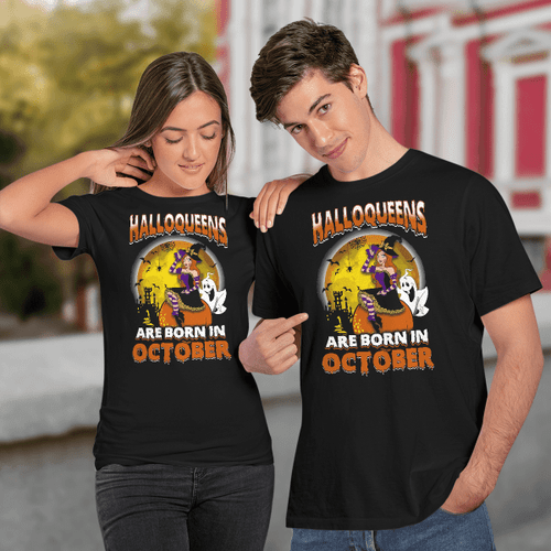 Halloweens Are Born in October Cute Witch Halloween Gift Shirt