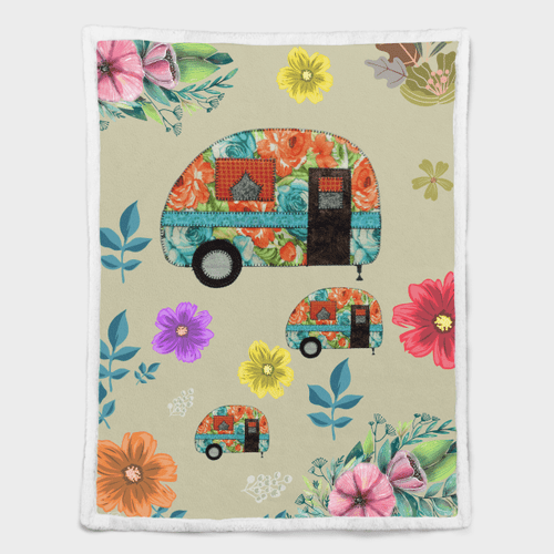 Vintage Caravan Camper Flower Gift Camping Comforter Bedding Set