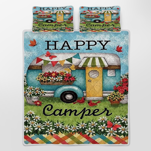 Happy Camper Vintage Caravan Camping Bedding Set