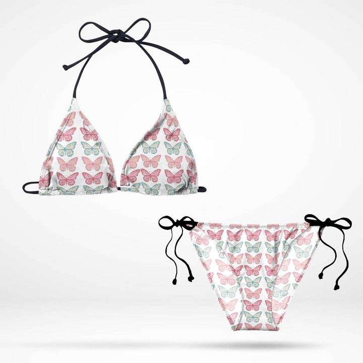 Cute Butterfly Outdoor Triangle Bikini Set