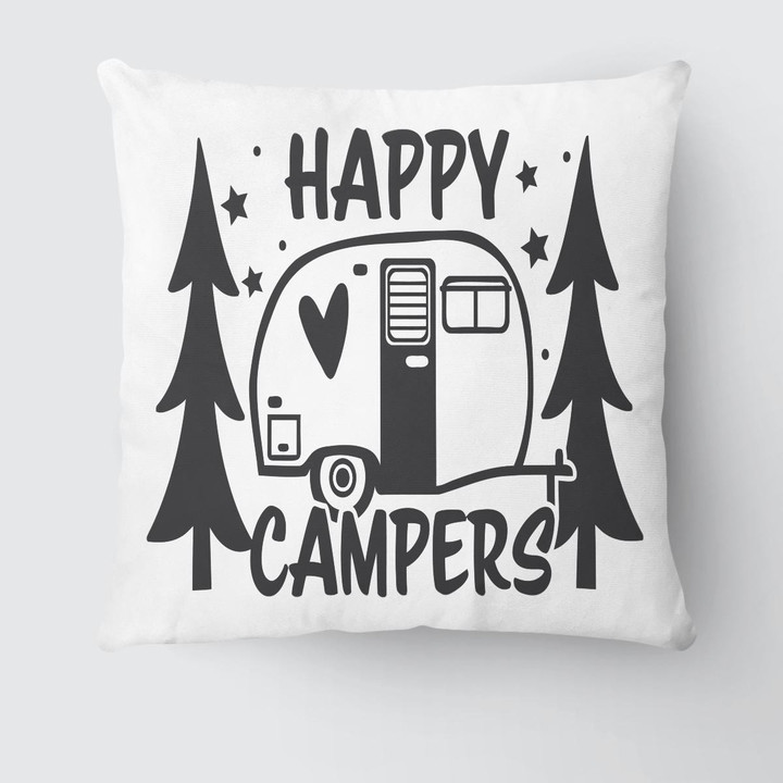 Happy Camper Cute Camping Pillow Bedding