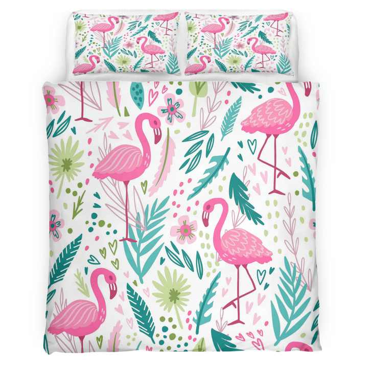 Cute Pink Flamingo Pattern Comforter Lightweight Bedding Set
