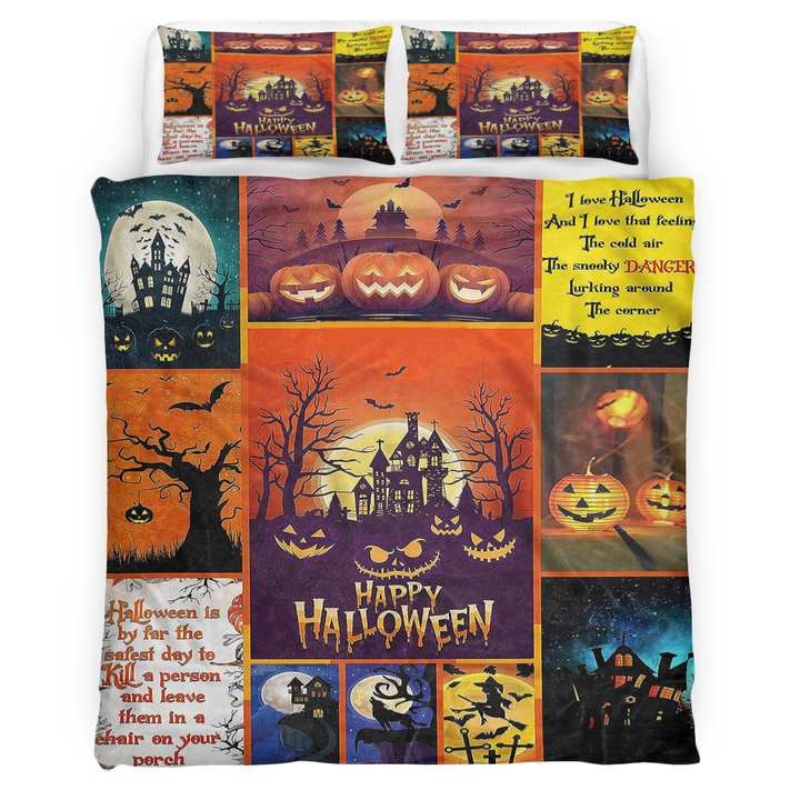 Happy Halloween Pattern Spooky Haunted House Decor Blanket