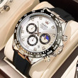 Waterproof Luxury Watches For Men's, Quartz Watch Silicone Sport Date Chronograph Luminous Watch