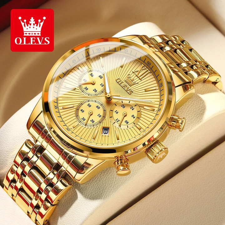 Classics Three Small Dials OLEVS Men's Watches, Waterproof Stainless Steel Luminous Fashion Trend
