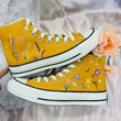 Converse High Neck Embroidery Floral Shoes / Embroidery Floral Wedding Shoes/ Custom Converse Floral Embroidery for Bride