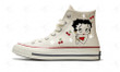 Personalize Embroidery Betty Boop Shoes, Converse Chuck Taylor High Top, Betty Boop Embroidery Converse, Custom Betty Boop Hand Embroidery Converse