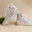 Personalize Embroidery Cherry Blossoms Shoes, Converse Chuck Taylor High Top, Cherry Blossom Embroidery Converse, Custom Cherry Blossom Hand Embroidery Converse