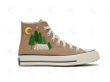 Personalize Embroidery Camping Forest Shoes, Pine Trees Converse Chuck Taylor High Top, Tent Camping Embroidery Converse, Custom Converse 1970s Hand Embroidery Converse