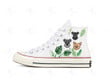 Personalize Embroidery Monstera Dogs Shoes, Converse Dogs Chuck Taylor High Top, Leaf Dogs Embroidery Converse, Custom Monstera Dogs Handmade Embroidery Converse