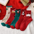 Christmas Winter Embroidery Snow Cotton Socks/Set of 5 pairs Christmas socks A happy and peaceful Christmas 2023 Hoisery and Socks/Cotton Long Sock/Print Socks