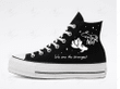 Personalize Fishes Embroidery Shoes, Converse Fish Embroidery Chuck Taylor High Top Platform, Custom Fishes Platform Converse, Custom Handmade Embroidery Converse Platform