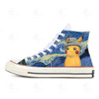 Personalize Painting Pokemon x Van Gogh Shoes, Converse Pokemon x Van Gogh Chuck Taylor High Top, Van Gogh Pikachu Paint Converse