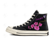Personalize Orchid Flower Embroidery Shoes, Converse Florals Embroidery Converse Chuck 70 De Luxe Heel High, Custom Handmade Embroidered Converse