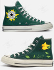 Personalize Daffodil Embroidery Converse, Flower Embroidery Chuck Taylor High Top, Embroidered Converse