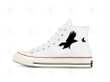 Personalize Crow Chasing Butterfly Embroidery Converse, Embroidery Chuck Taylor High Top, Embroidered Converse