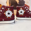 Sample Flowers Hand Embroidered Shoes 40 EU Maroon