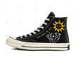 Personalize The Sun Embroidery Converse, Flowers Embroidery Chuck Taylor High Top, Florals Embroidered Converse