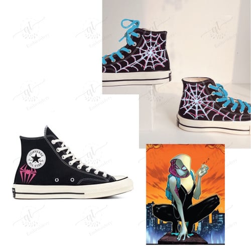 Personalized Converse Chuck Taylor Gwen Stacy/ Spiderman Embroidered Converse Shoes