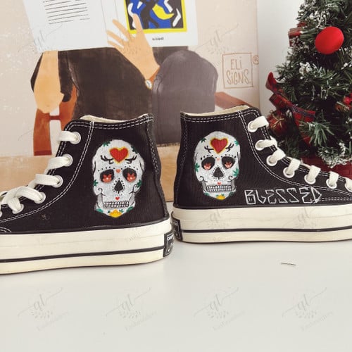 Sample Halloween Hand-Painted Shoes 36.5 Black