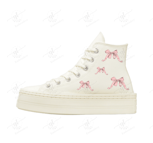 Personalize Coquette Hand-Painted Shoes, Pink Bows Converse Chuck Taylor High Top, Custom Handmade Painting Converse