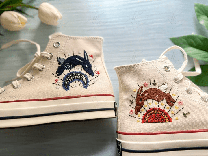 Embroidered Halloween Rabbit Gift For Halloween Converse Chuck Taylor Custom Cartoon And Anime Embroidered