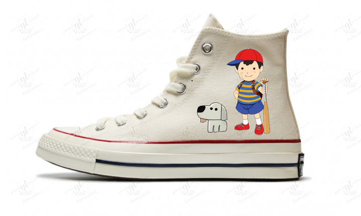 Personalize Earthbound Mr Saturn Shoes, Converse Earthbound Chuck Taylor High Top, Earthbound Master Barf Painting Converse, Custom Earthbound Handmade Painting Converse