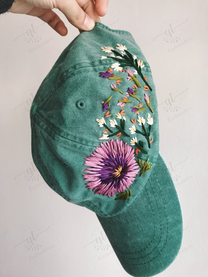 Vintage Hat For Woman, Colorful Summer Cap, Curved Brim Baseball Hat, Embroidered Baseball Cap, Birthday Gift, Gift For Women 5