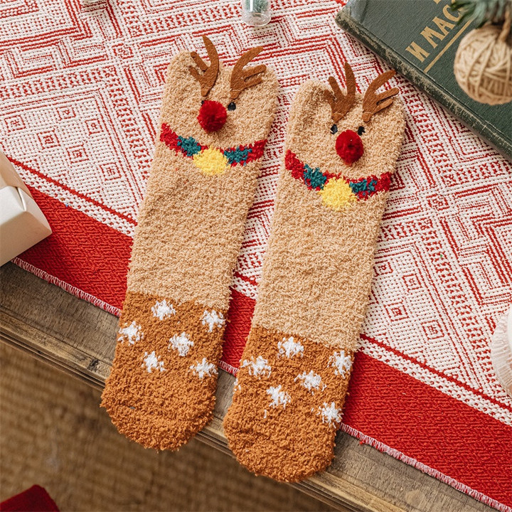 Warm Red Cotton Christmas Socks for Women Japanese Style Fall Winter 2023 Fashion, Family Christmas Stockings A happy and peaceful Christmas 2023 Hoisery and Socks Print Socks Personalized Embroidered Christmas Stocking
