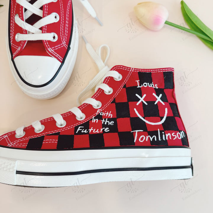 Louis Tomlinson Personality Design Hand Painted Converse All Star Painting Abstract Magical and Mysterious Converse High Tops