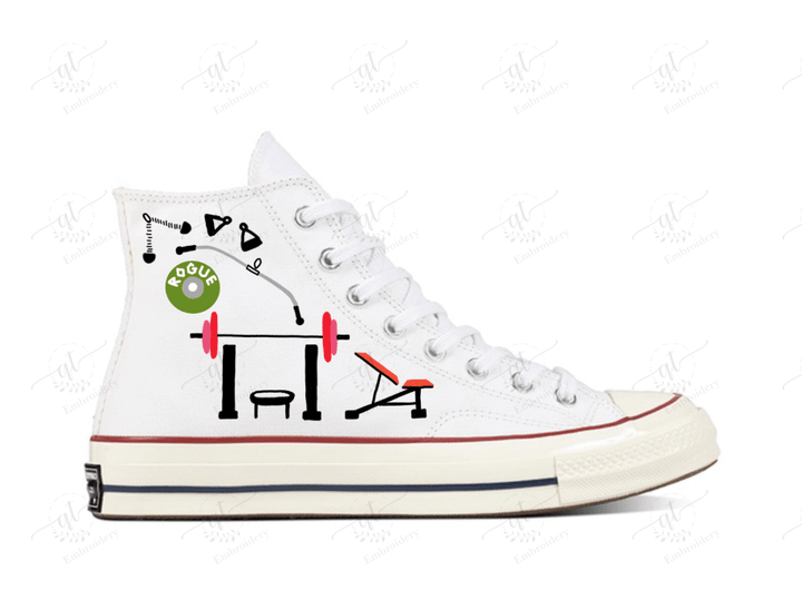 Personalize Gym Embroidery Shoes, Converse Florals Embroidery Chuck Taylor High Top, Custom Handmade Embroidery Converse