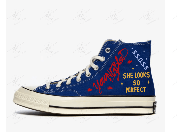 Personalize 5.S.O.S Hand-Painted Shoes, Converse 5 Seconds Of Summer Hand-Painted Chuck Taylor High Top, Custom Handmade Painting Converse